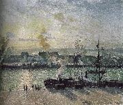 sunset port, Camille Pissarro